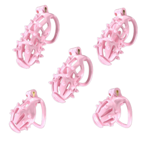 Pink Chastity Cage with Detachable Silicone Spikes — image 1 Pink Chastity Cage with Detachable Silicone Spikes — product image 1