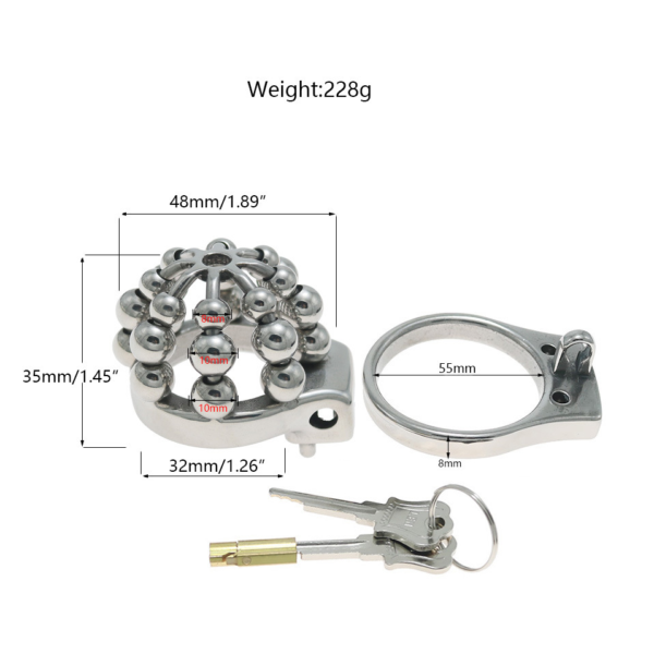 Metal Beaded Chastity Cage with Removable Urethral Catheter — product image 5