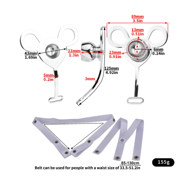 Minimalist Inverted Chastity Cage with Adjustable Nylon Belt — product image 3