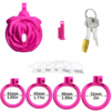 Rose Flat Chastity Cage with 4 Rings – Black / Pink / White — product image 6