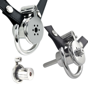 Inverted Chastity Cage with Long Metal Urethral Tube and PU Belt – Type A — image 1 Inverted Chastity Cage with Long Metal Urethral Tube and PU Belt – Type A — product image 1