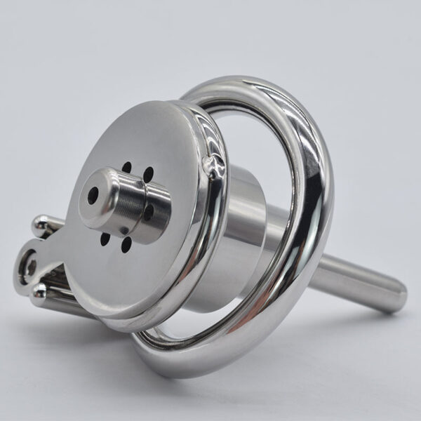 Stainless Steel Flat Inverted Chastity Cage with Cylinder – Type B — product image 4