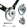 Small Short Inverted Chastity Cage with Strap and Silicone / Metal Urethral Tube — product image 1