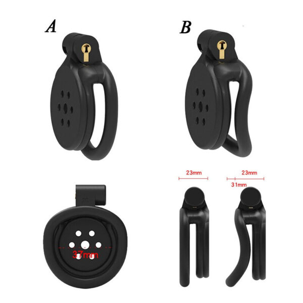 Super Small Flat Resin Chastity Cage 4 Penis Rings — product image 3