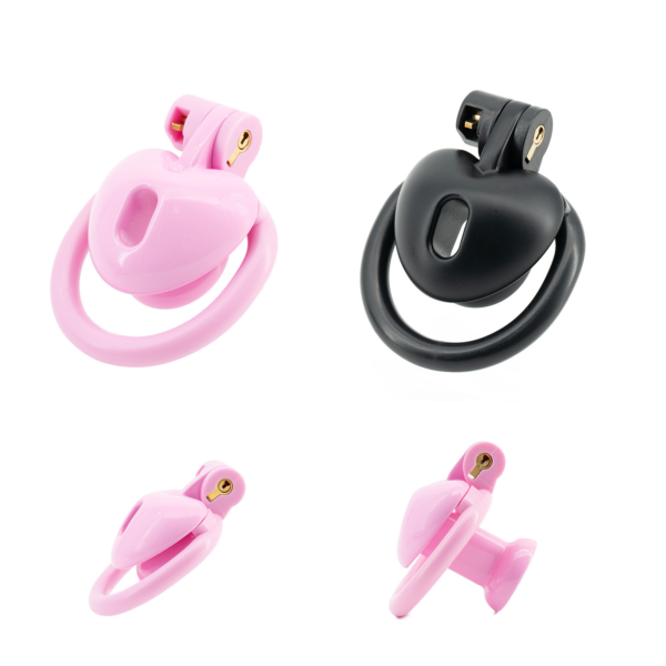 Heart-Shaped Flat & Inverted Chastity Cage – Black / Pink — product image 3