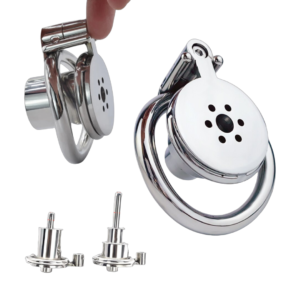 Stainless Steel Flat Inverted Chastity Cage with Cylinder – Type B — image 1 Stainless Steel Flat Inverted Chastity Cage with Cylinder – Type B — product image 1
