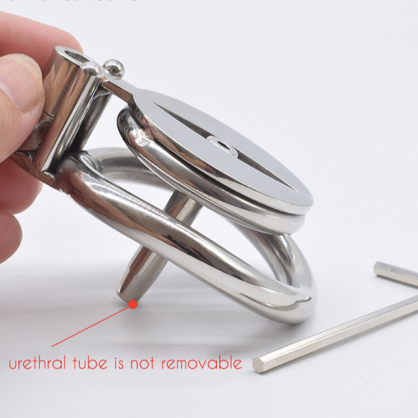 Flat Chastity Cage with Urine Hole / Metal Catheter and Strap — product image 8
