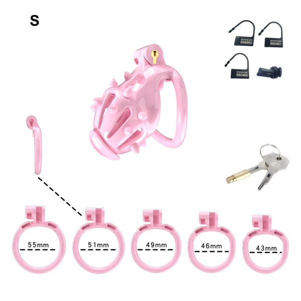 Pink Chastity Cage with Detachable Silicone Spikes — product image 7