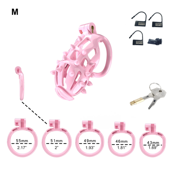 Pink Chastity Cage with Detachable Silicone Spikes — product image 9