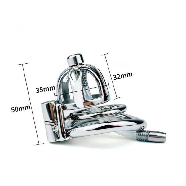 Male Stainless Steel Chastity Cage With Silicone / Metal Urethral Tube — product image 2