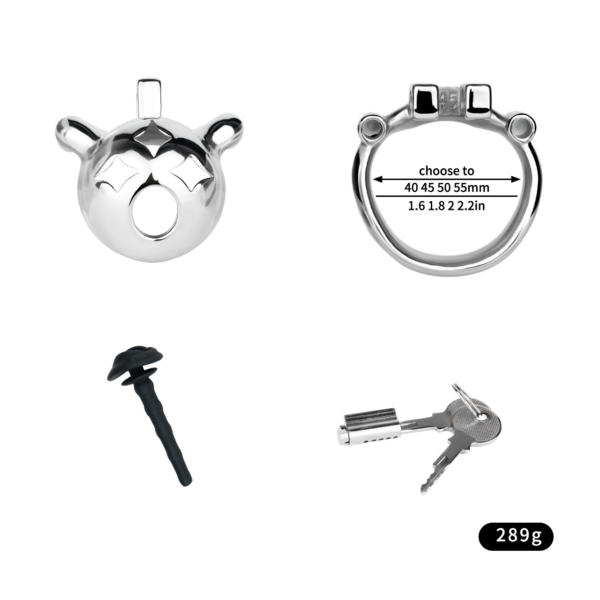 Small Metal Chastity Cage with Black or Pink Soft Pussy Catheter — product image 4