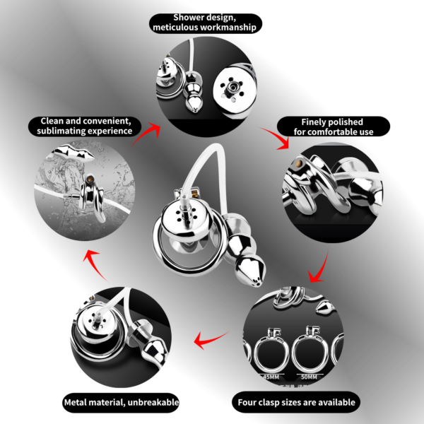 Urethral Inverted Chastity Cage with Detachable Beaded Anal Plug — product image 8