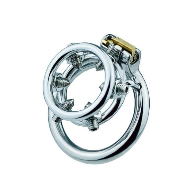 Spiked Chastity Ring Cage – Bolted Metal Cock Cage — product image 6
