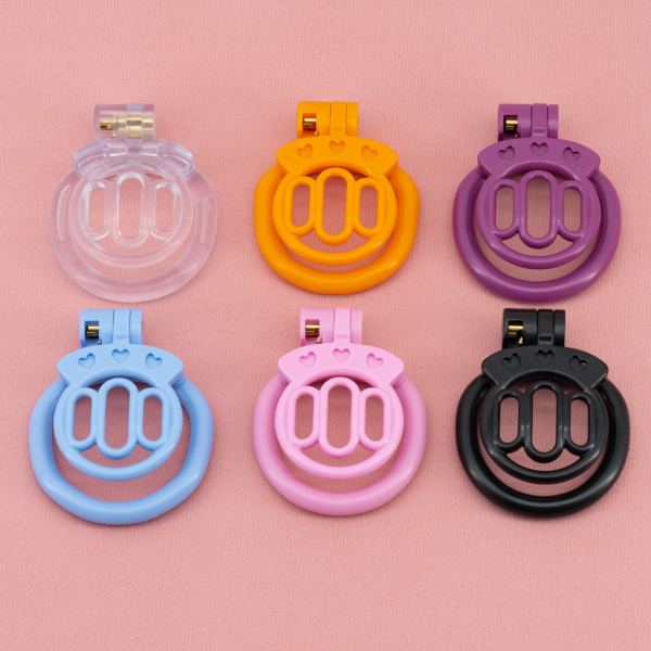 Plastic Flat Chastity Cage with 4 Rings – Multicolor — product image 5