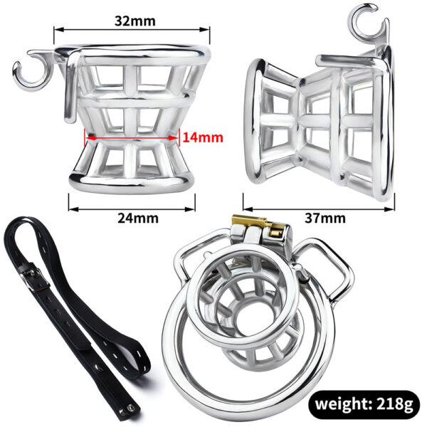 Negative Chastity Cage with Adjustable PU Strap — product image 11