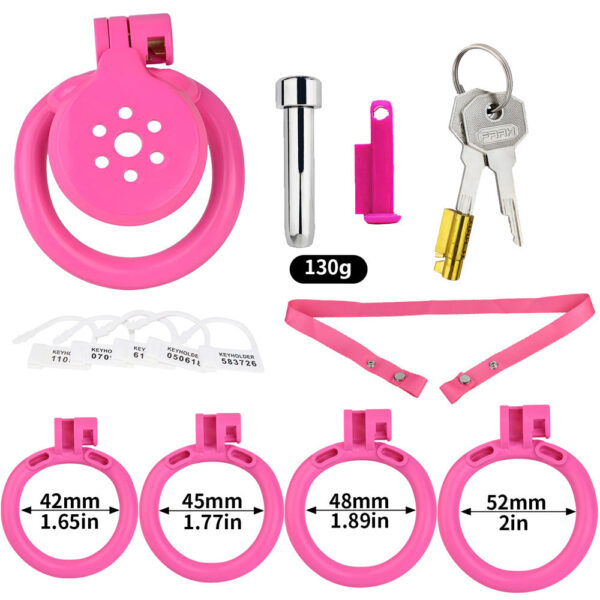 NEW Resin Flat Chastity Cage Set – Pink — product image 8