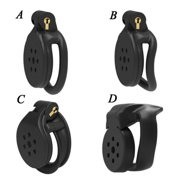 Super Small Flat Resin Chastity Cage 4 Penis Rings — product image 2