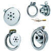 Small Short Inverted Chastity Cage with Strap and Silicone / Metal Urethral Tube — product image 7